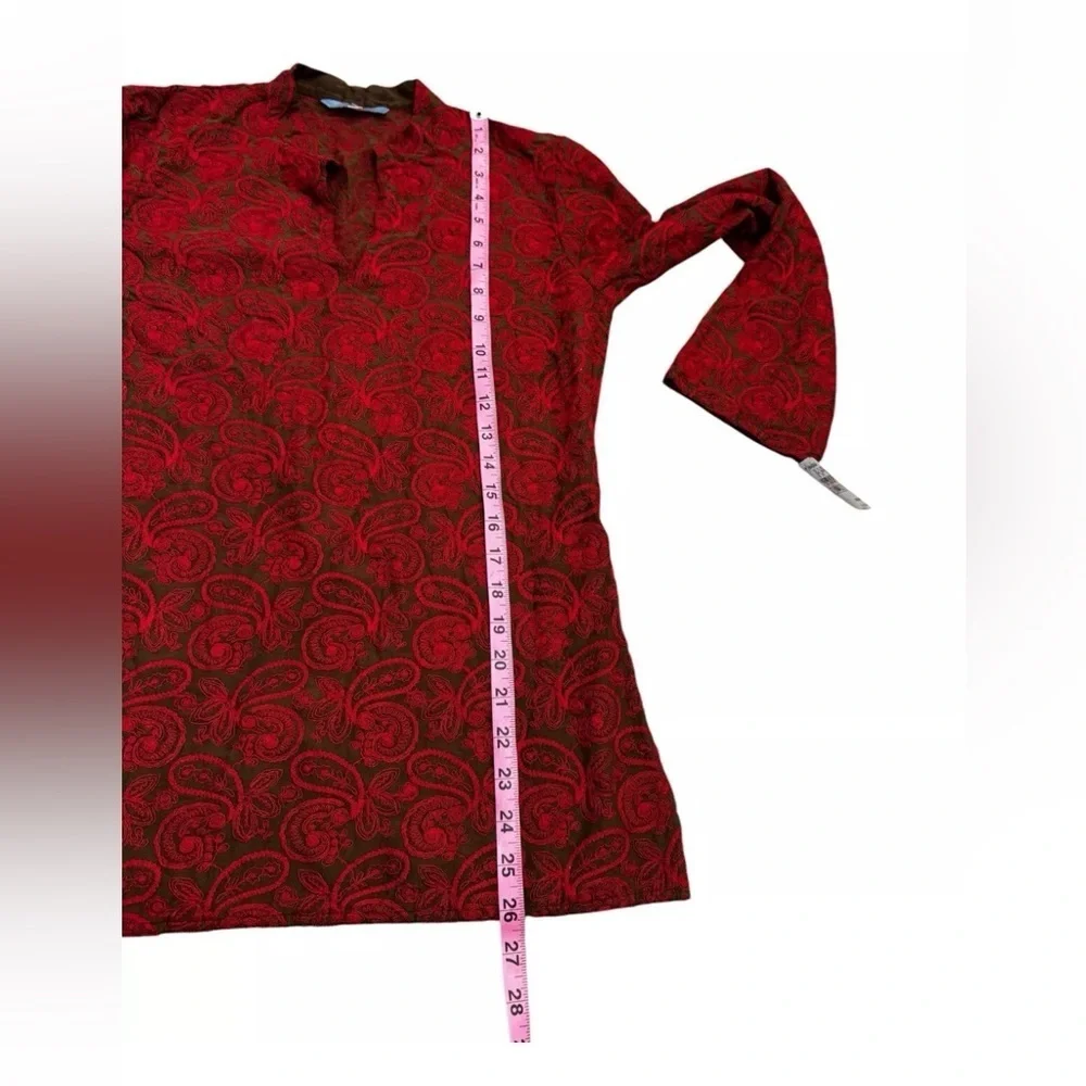 NOS Vintage Johnny Was Paisley Print Tunic Top Red Women’s S Y2K Bohemian Hippie - Picture 7 of 8